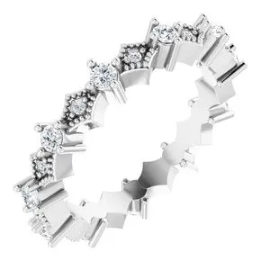 Platinum 3/8 CTW Natural Diamond Milgrain Eternity Band Size 5