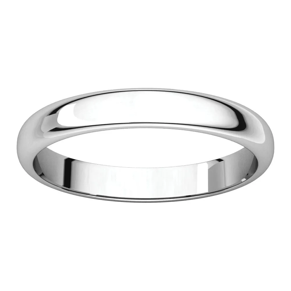 Platinum 3mm Half Round Band, Size 10