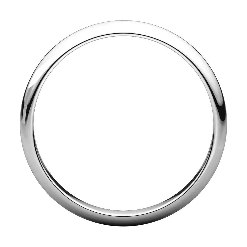 Platinum 3mm Half Round Band, Size 10