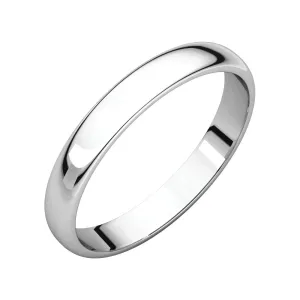 Platinum 3mm Half Round Light Band, Size 13.5