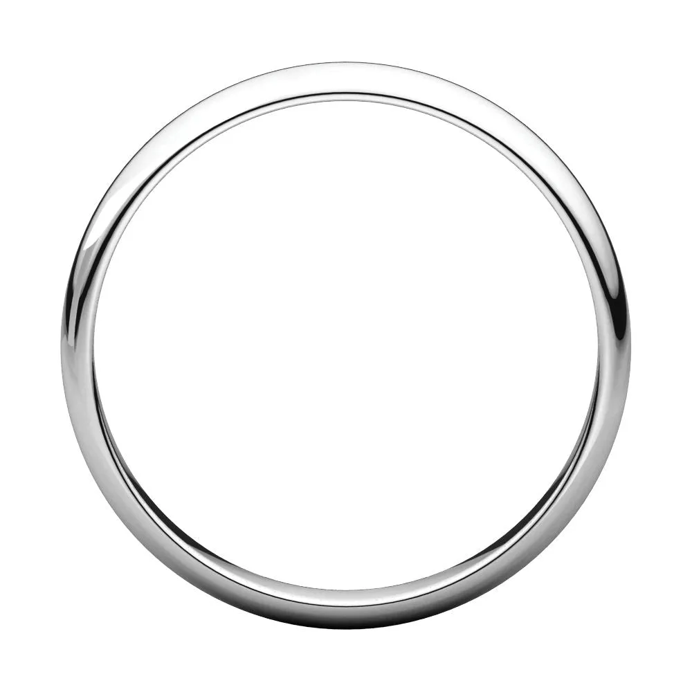 Platinum 3mm Half Round Light Band, Size 13.5