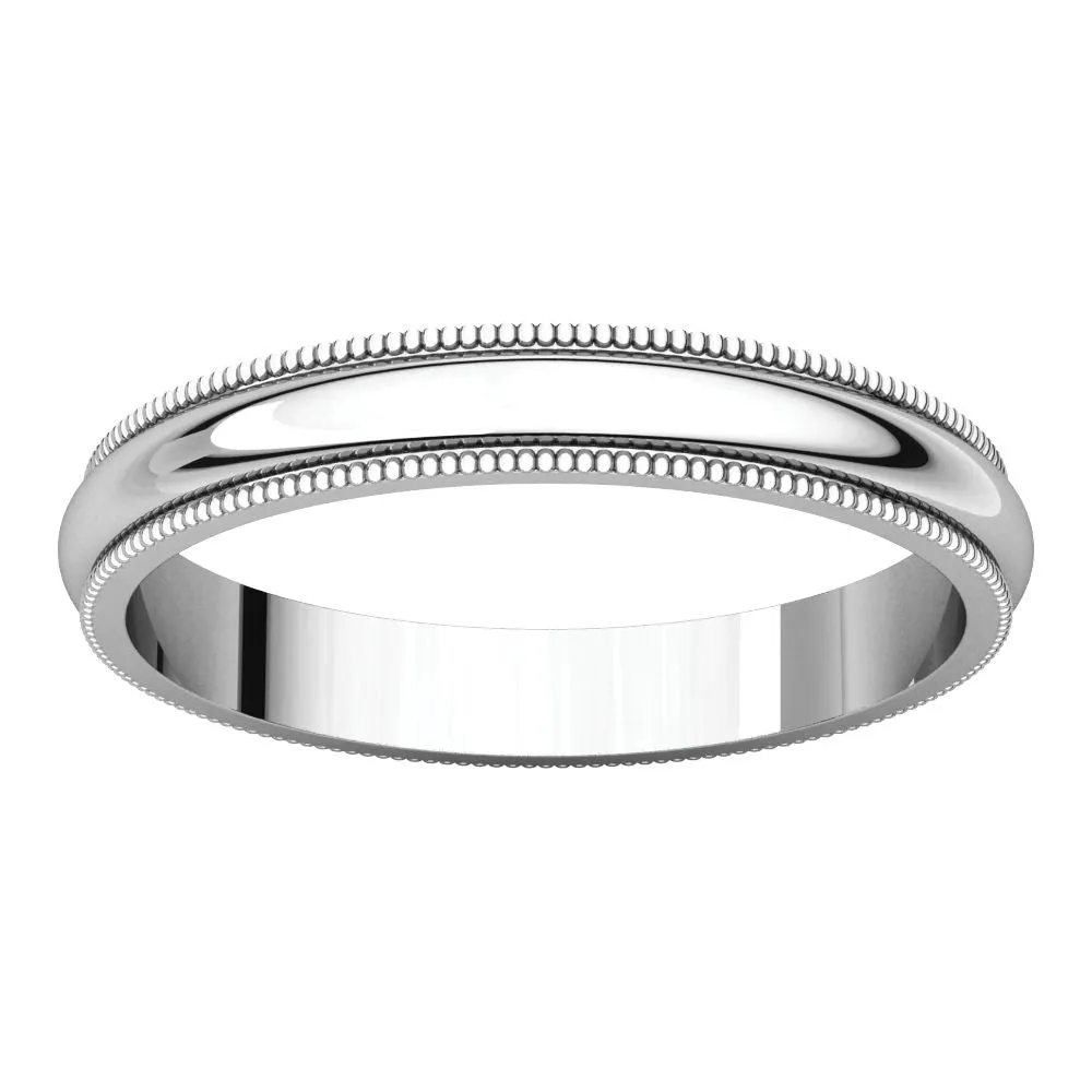 Platinum 3mm Milgrain Band, Size 4