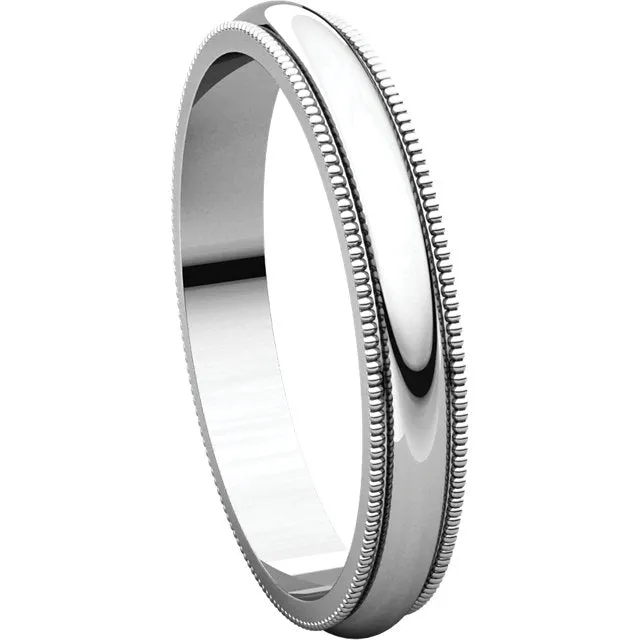 Platinum 3mm Milgrain Band, Size 4