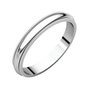 Platinum 3mm Milgrain Band, Size 4