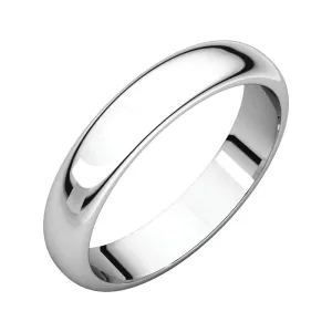 Platinum 4mm Half Round Band, Size 8.5