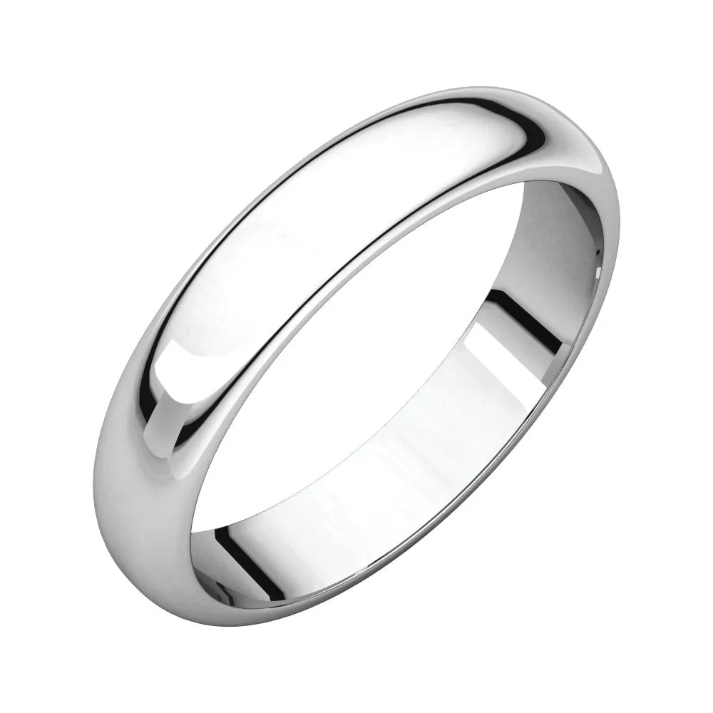 Platinum 4mm Half Round Band, Size 8.5