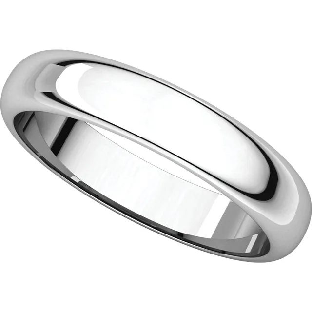 Platinum 4mm Half Round Band, Size 8.5