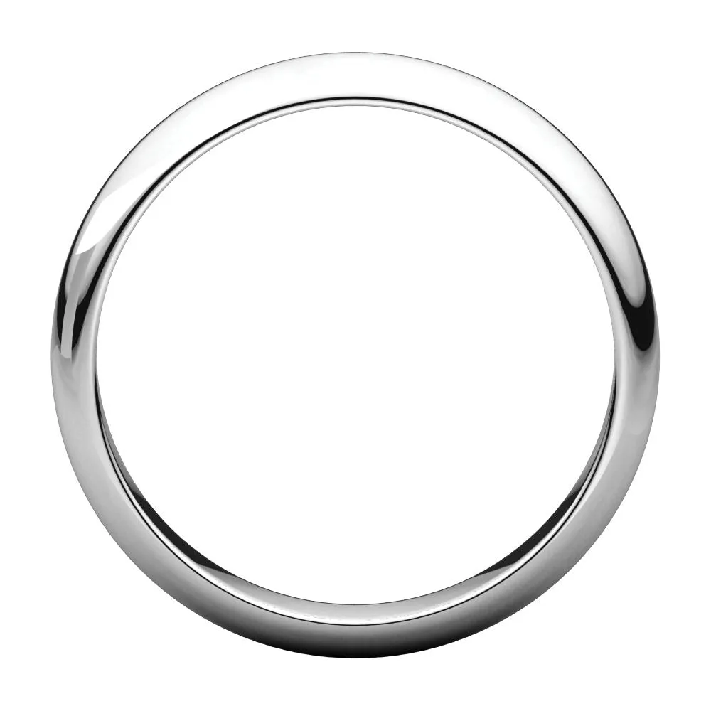 Platinum 4mm Half Round Band, Size 8.5