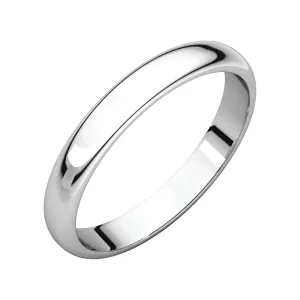 Platinum 4mm Half Round Light Band, Size 8.5