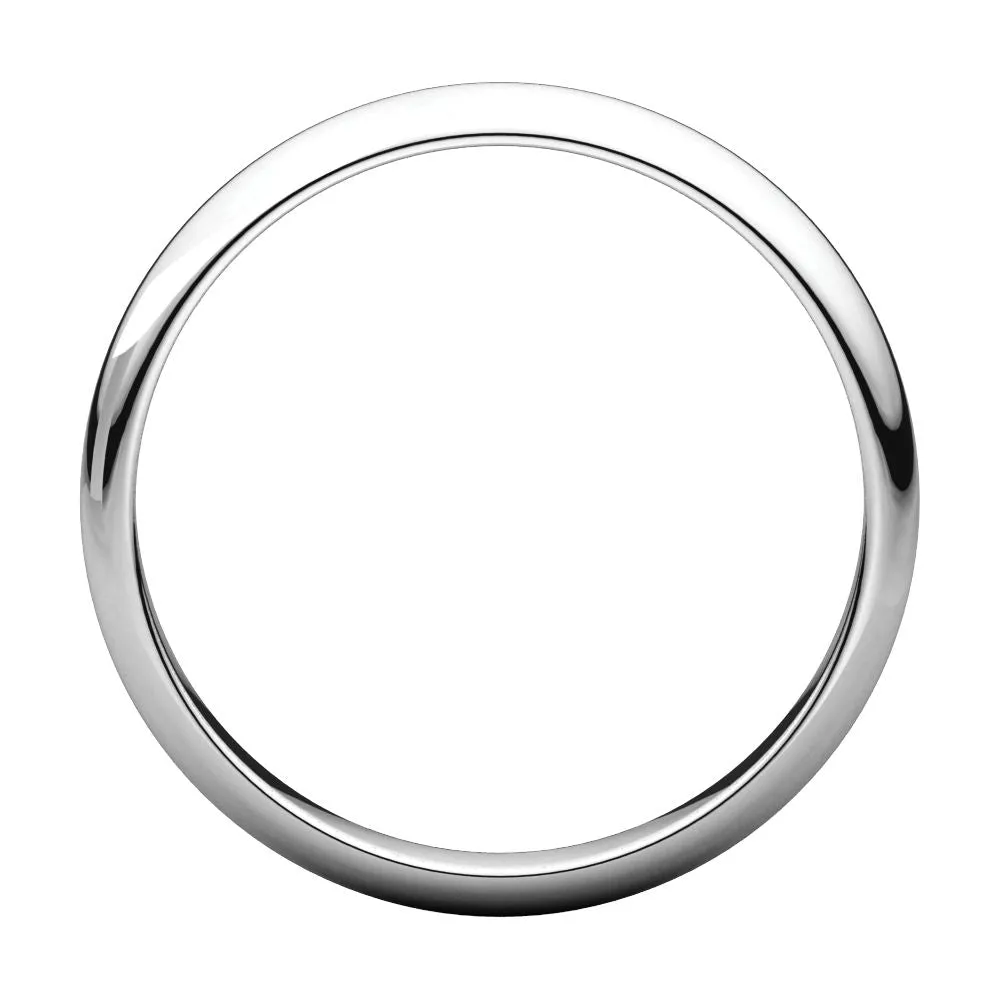 Platinum 4mm Half Round Light Band, Size 8.5
