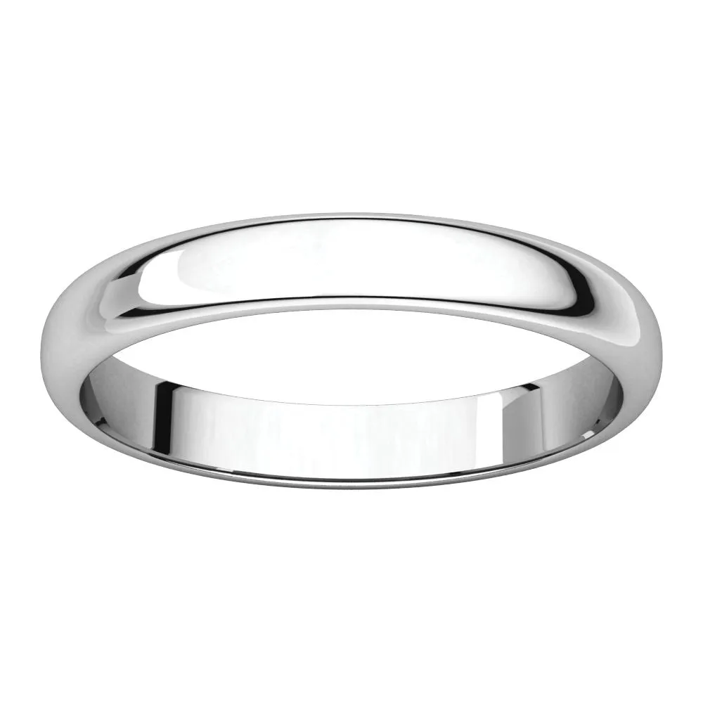 Platinum 4mm Half Round Light Band, Size 8.5