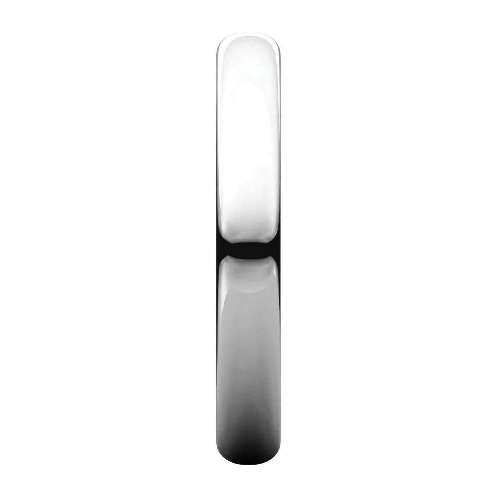 Platinum 4mm Half Round Light Band, Size 8.5