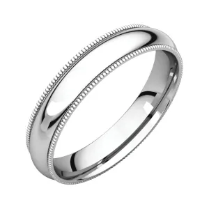 Platinum 4mm Milgrain Comfort Fit Band, Size 8