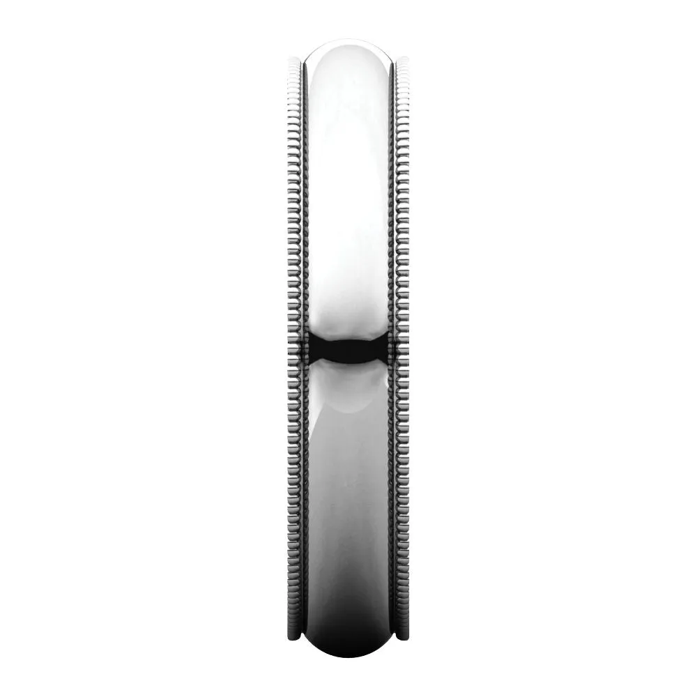 Platinum 4mm Milgrain Comfort Fit Band, Size 8