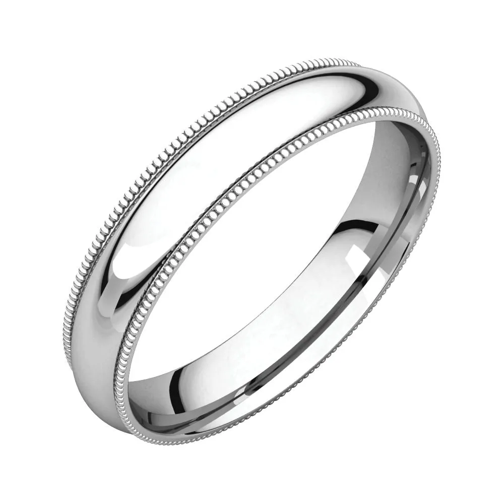 Platinum 4mm Milgrain Comfort Fit Band, Size 8