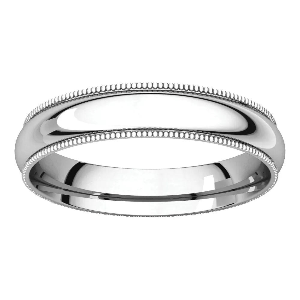 Platinum 4mm Milgrain Comfort Fit Band, Size 8