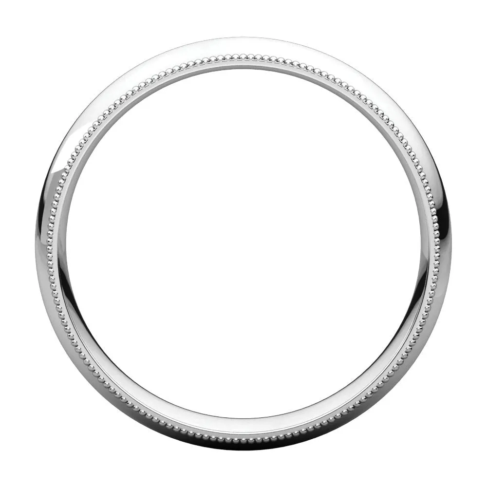 Platinum 4mm Milgrain Comfort Fit Band, Size 8