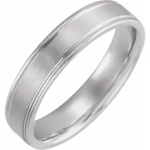 Platinum 5 mm Comfort-Fit Grooved Band With Satin Finish