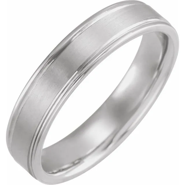 Platinum 5 mm Comfort-Fit Grooved Band With Satin Finish
