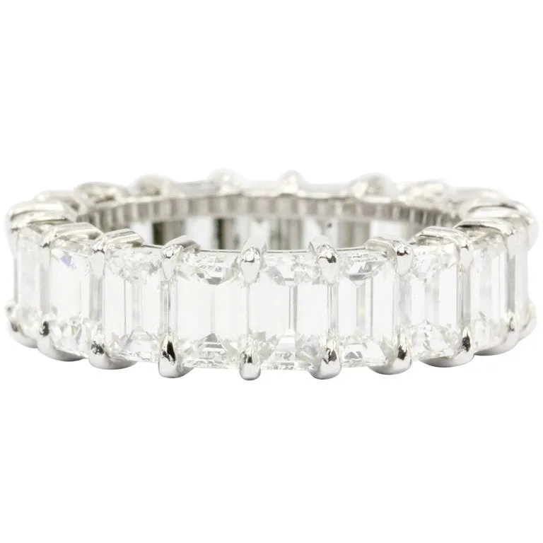 Platinum 5.5 CTW Emerald Cut Diamond Eternity Band