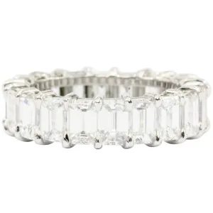 Platinum 5.5 CTW Emerald Cut Diamond Eternity Band