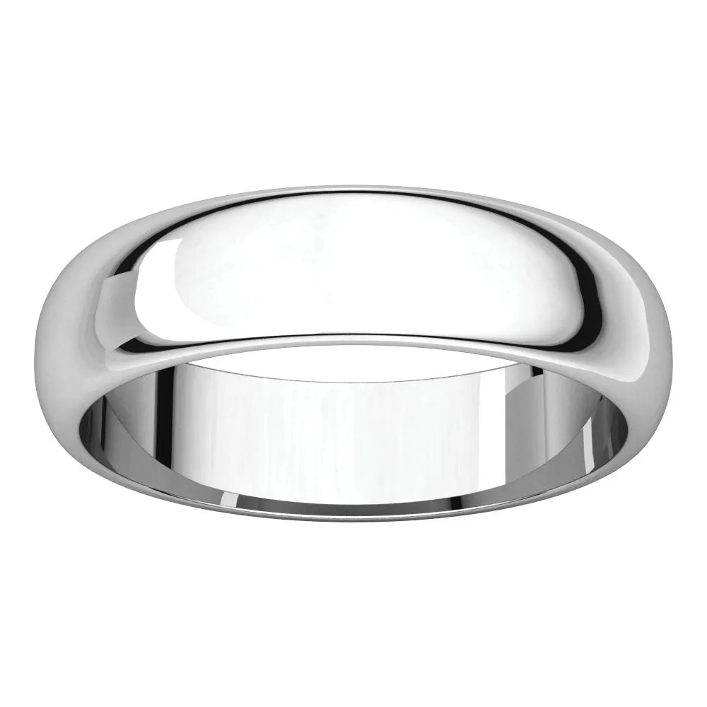 Platinum 5mm Half Round Band, Size 8