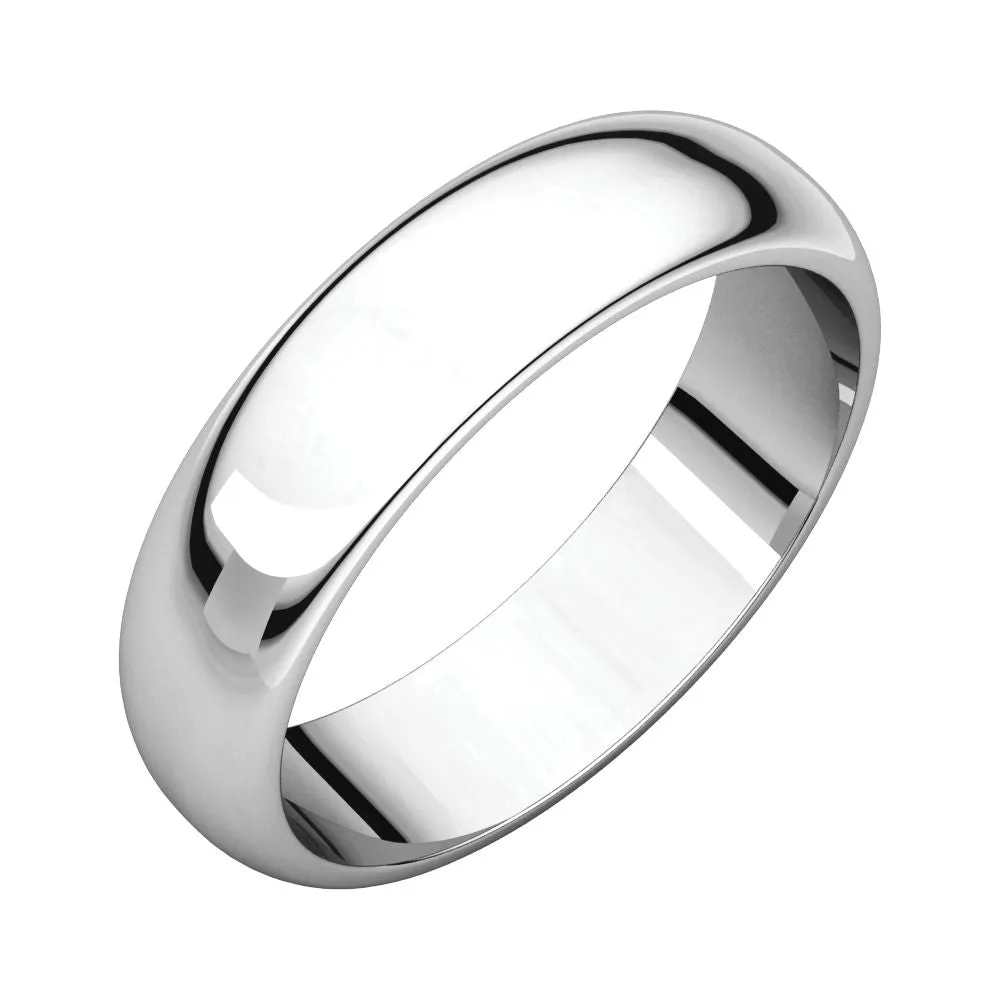 Platinum 5mm Half Round Band, Size 8