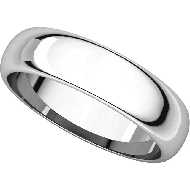 Platinum 5mm Half Round Band, Size 8