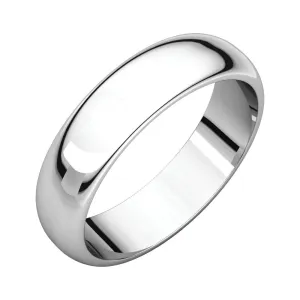 Platinum 5mm Half Round Band, Size 8