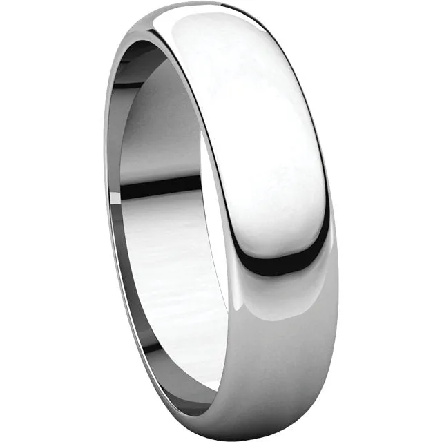 Platinum 5mm Half Round Band, Size 8