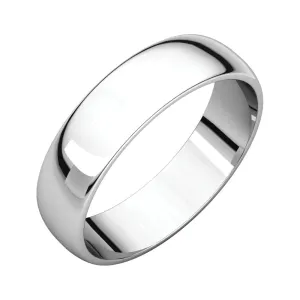Platinum 5mm Half Round Light Band, Size 11.5
