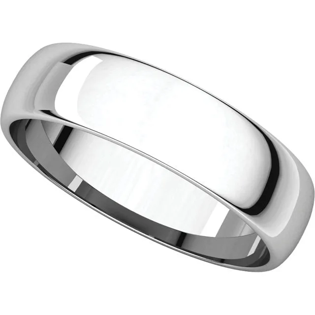 Platinum 5mm Half Round Light Band, Size 11.5