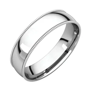 Platinum 5mm Light Comfort Fit Milgrain Band , Size 8.5
