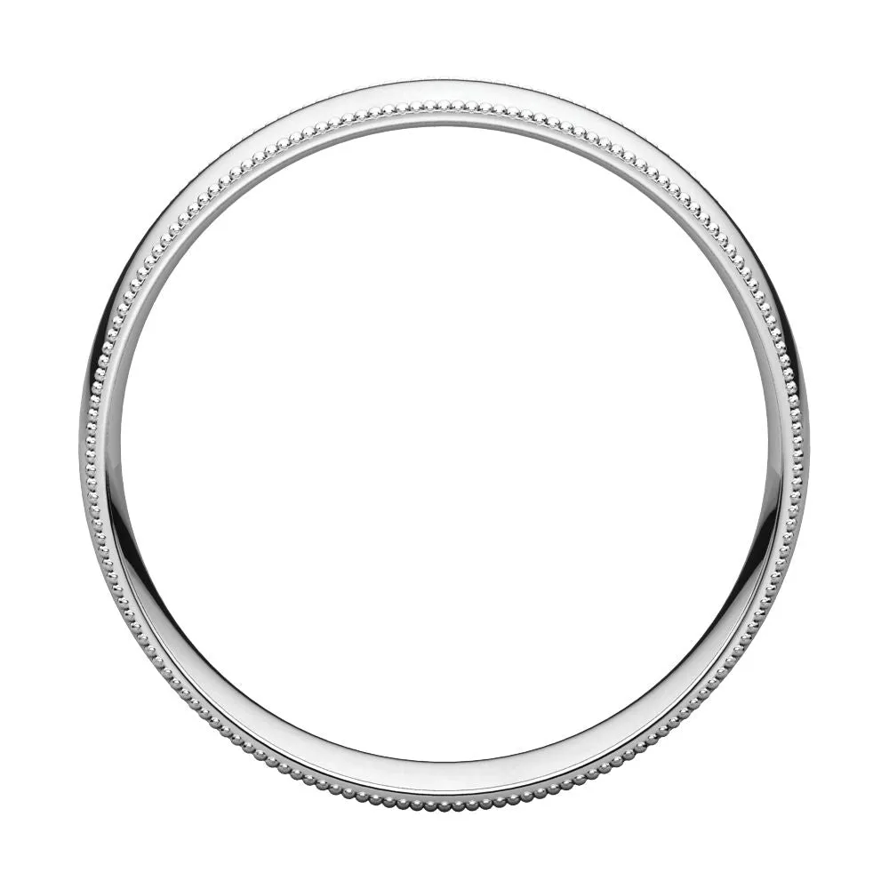 Platinum 5mm Light Comfort Fit Milgrain Band , Size 8.5