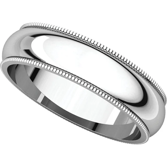 Platinum 5mm Milgrain Band, Size 10.5