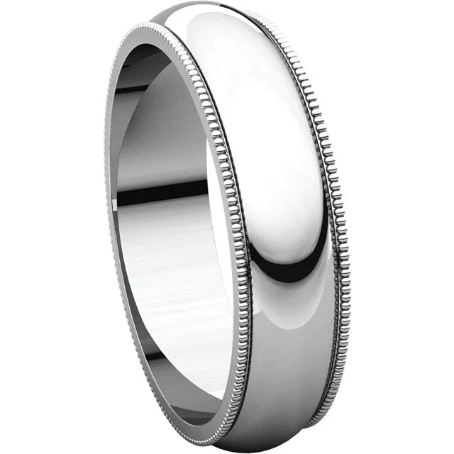 Platinum 5mm Milgrain Comfort Fit Band, Size 9