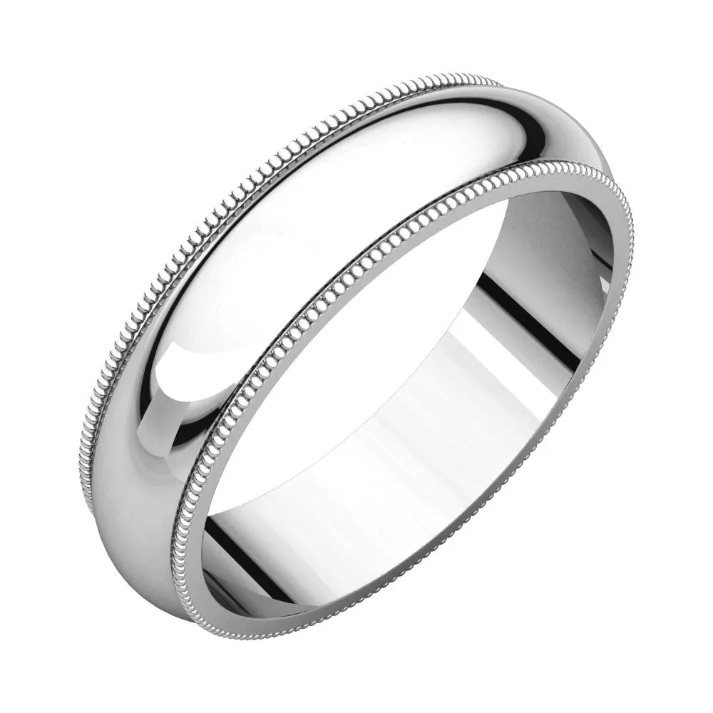 Platinum 5mm Milgrain Comfort Fit Band, Size 9