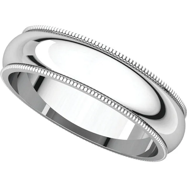 Platinum 5mm Milgrain Comfort Fit Band, Size 9