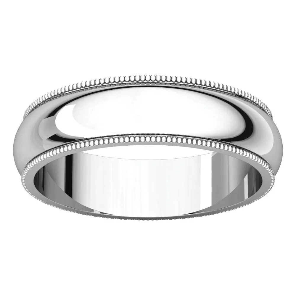 Platinum 5mm Milgrain Comfort Fit Band, Size 9