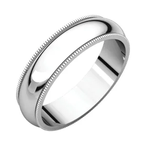 Platinum 5mm Milgrain Comfort Fit Band, Size 9