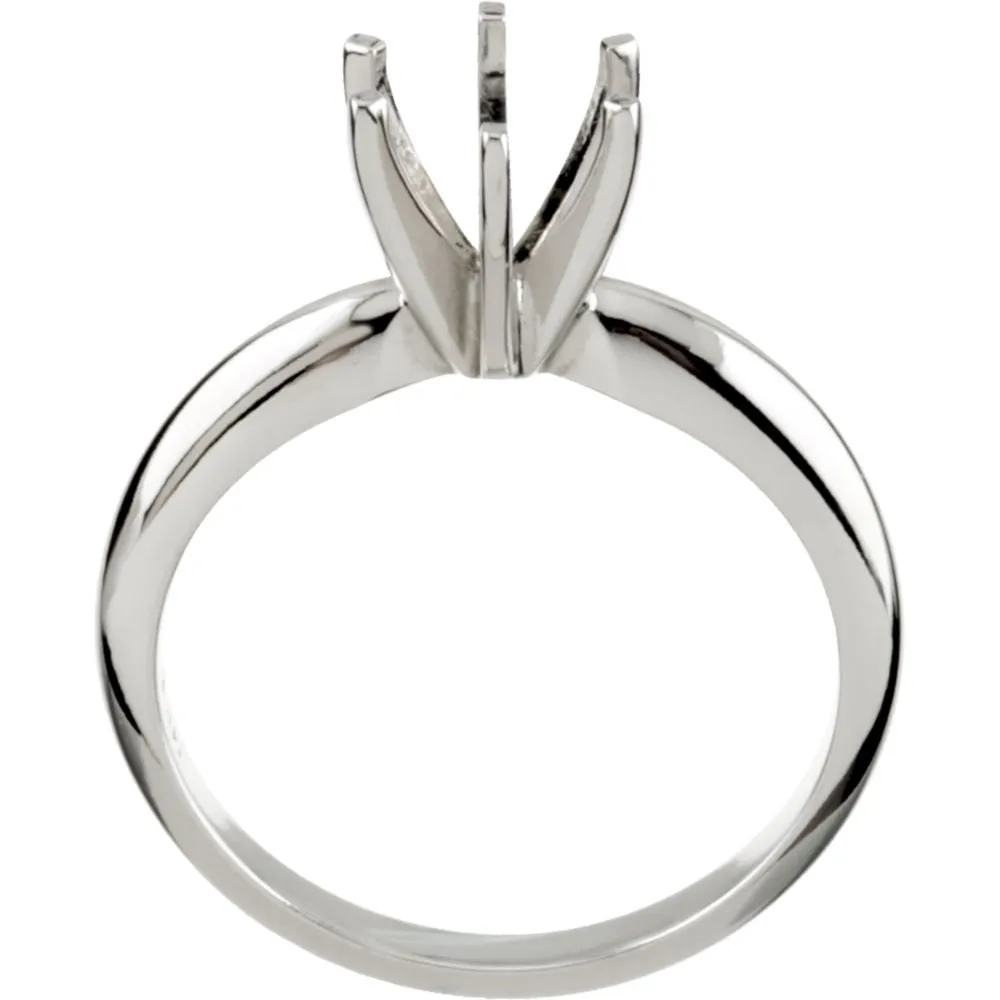 Platinum 6-6.6mm Round Heavy 6-Prong Engagement Ring Mounting, Size 6