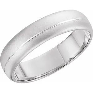 Platinum 6 mm Grooved Band with Beadblast Finish  Size 11