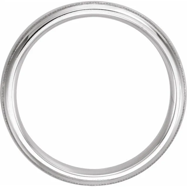 Platinum 6 mm Half Round Comfort-Fit Band With Milgrain