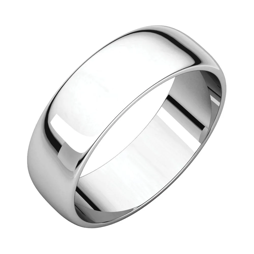 Platinum 6mm Half Round Light Band, Size 11