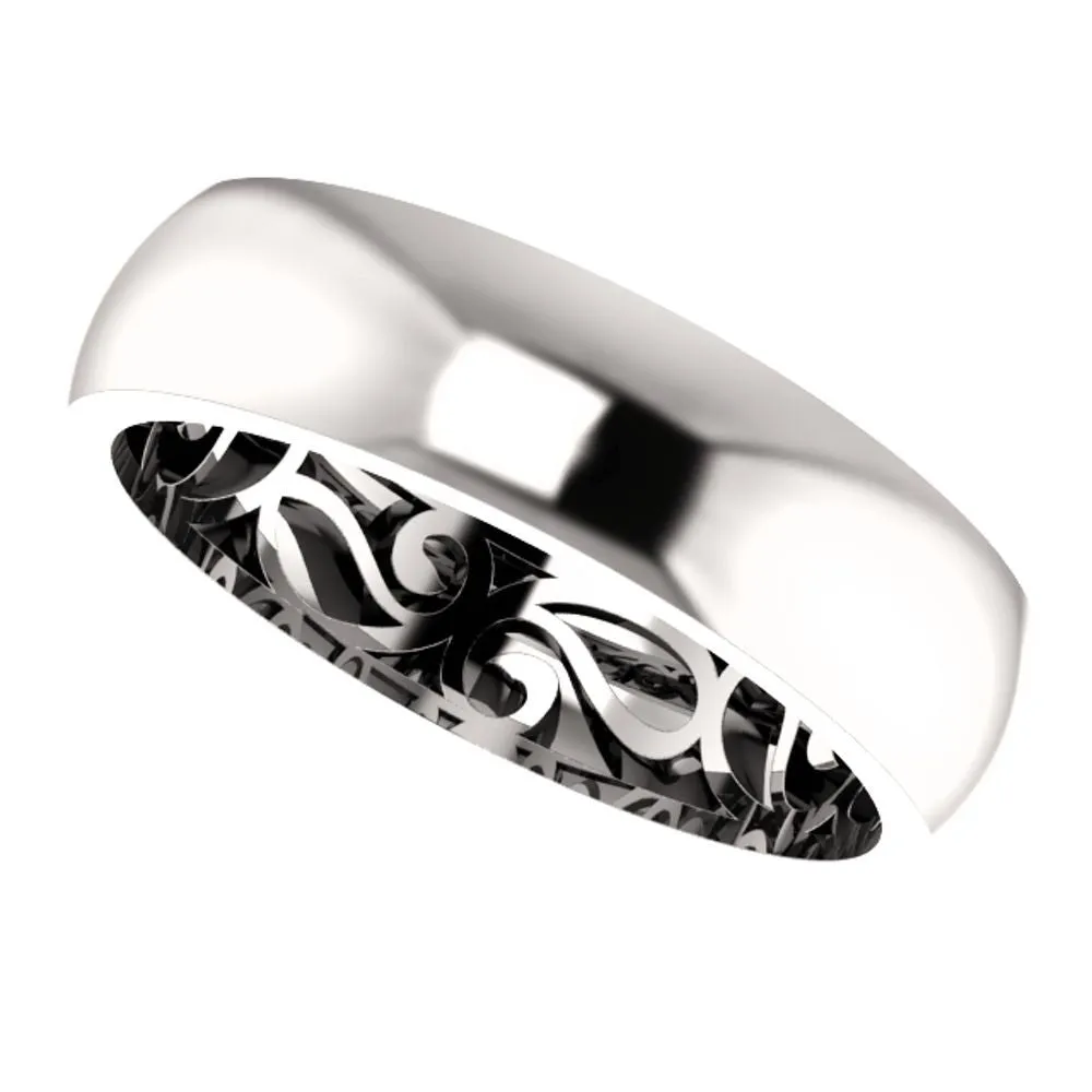 Platinum 6mm Paisley Design Band Size 8.5