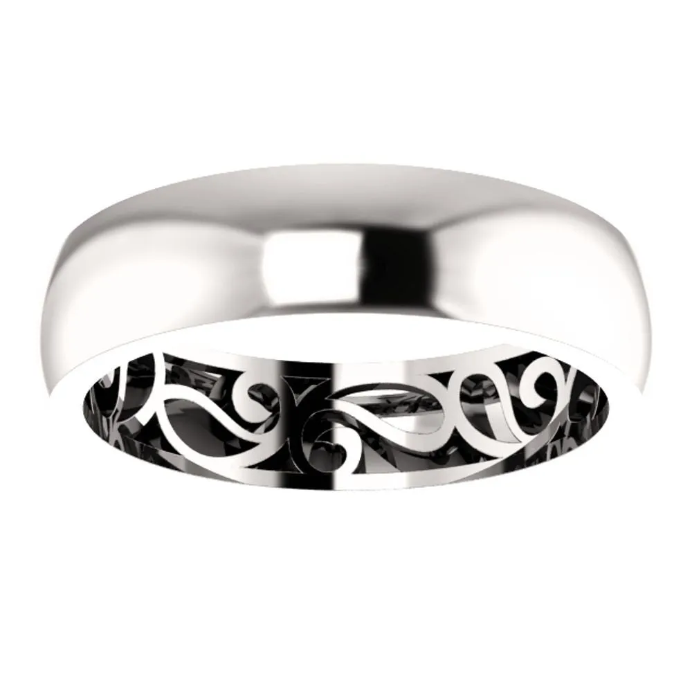 Platinum 6mm Paisley Design Band Size 8.5