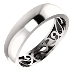Platinum 6mm Paisley Design Band Size 8.5