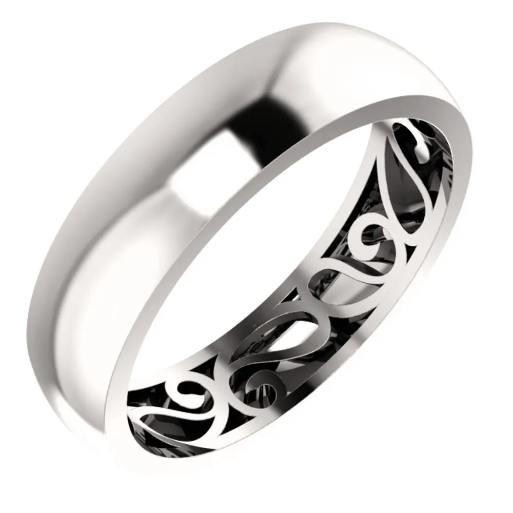 Platinum 6mm Paisley Design Band Size 8.5