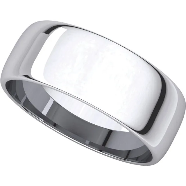 Platinum 7mm Half Round Light Band, Size 10