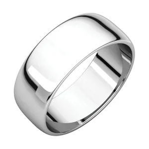Platinum 7mm Half Round Light Band, Size 10